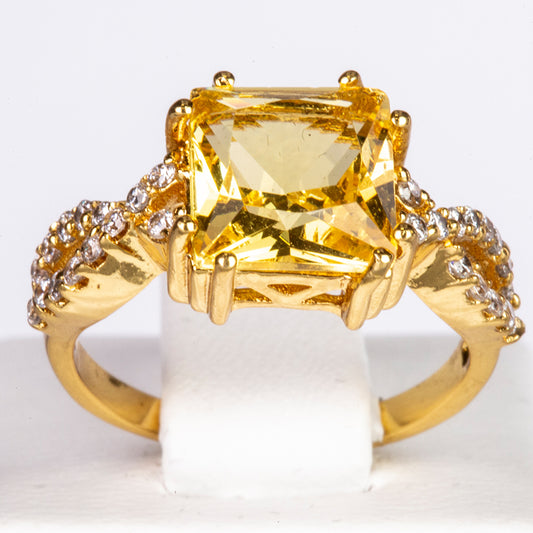 Anel de Liga de Ouro com Cristal Emporia® Amarelo