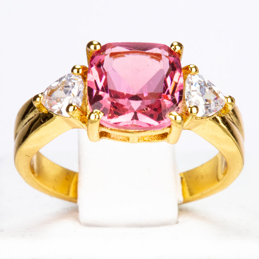 Anel de Liga de Ouro com Cristal Emporia® Rosa