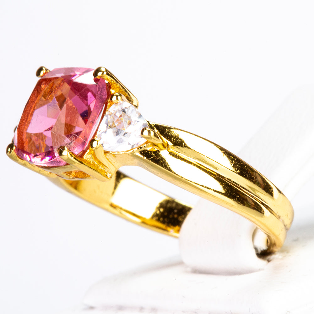Anel de Liga de Ouro com Cristal Emporia® Rosa