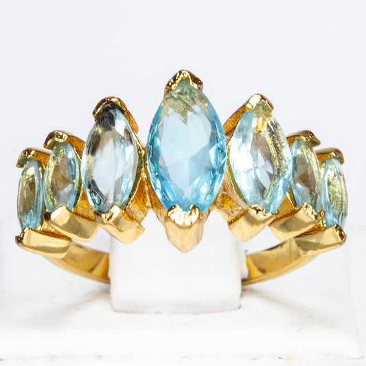 Anel de Liga de Ouro com Cristal Emporia® Azul