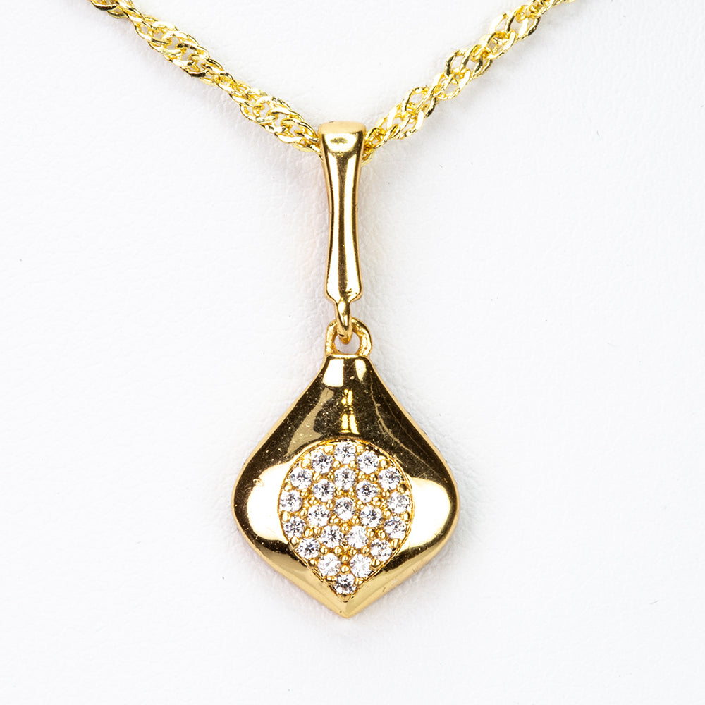 Conjunto de Liga de Ouro com Cristal Emporia® Branco ( Colar+Brincos+Pendente ) 2 