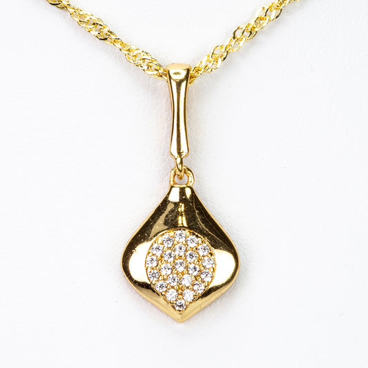 Conjunto de Liga de Ouro com Cristal Emporia® Branco ( Colar+Brincos+Pendente )