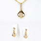 Conjunto de Liga de Ouro com Cristal Emporia® Branco ( Colar+Brincos+Pendente )