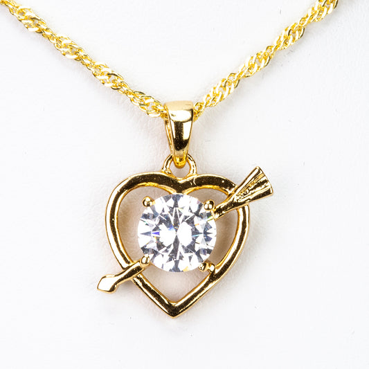 Conjunto de Liga de Ouro com Cristal Emporia® Branco ( Colar+Brincos+Pendente )
