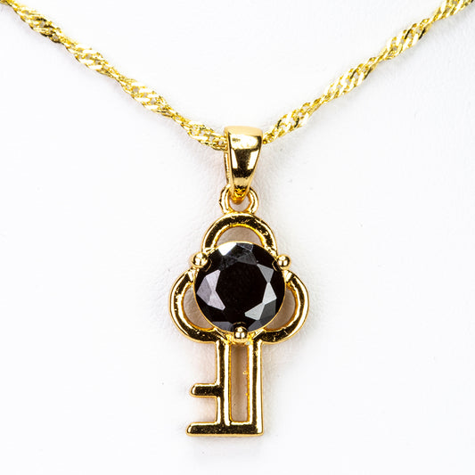Conjunto de Liga de Ouro com Cristal Emporia® Preto ( Colar+Brincos+Pendente )