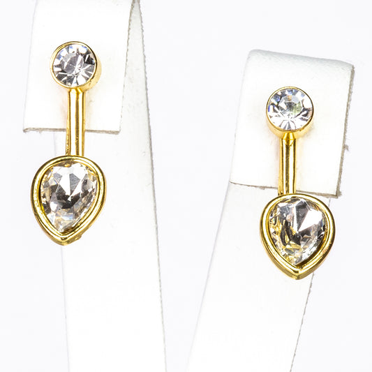 Conjunto de Liga de Ouro com Cristal Emporia® Branco ( Colar+Brincos+Pulseira+Pendente )