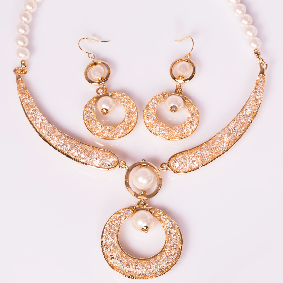 Conjunto de Liga de Ouro com Cristal Emporia® Branco