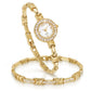 Conjunto de relógio de 2 peças Banhado em liga de ouro e pulseira com cristais brancos Emporia, mostrador branco