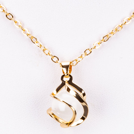 Conjunto de Liga de Ouro com Cristal Emporia® Branco ( Colar+Brincos+Pendente )