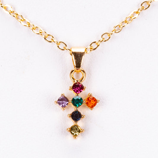 Conjunto de Liga de Ouro com Cristal Emporia® Amarelo e Cristal Emporia® Azul ( Colar+Brincos+Pendente )