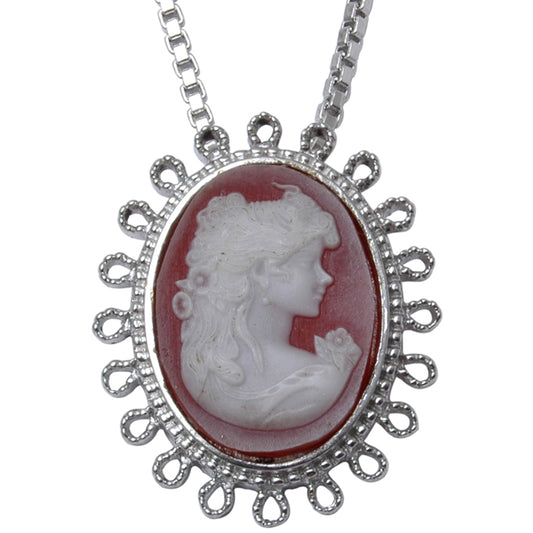 Pendente Camafeu de Liga de Ouro com Cristal Emporia Vermelho