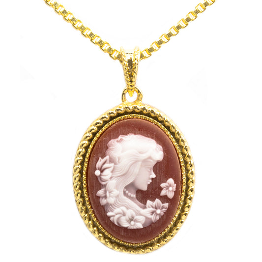 Pendente Camafeu de Liga de Ouro com Cristal Emporia Vermelho