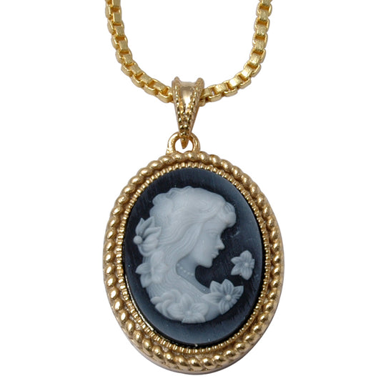 Pendente Camafeu de Liga de Ouro com Cristal Emporia Preto