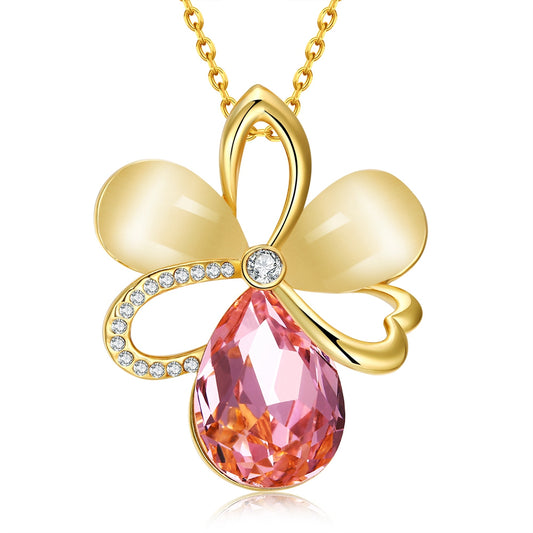 Colar de Liga de Ouro com Cristal Emporia® Rosa ( Colar )