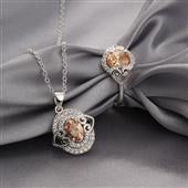 Conjunto de Liga de Ouro com Cristal Emporia® Amarelo ( Colar+Anel )