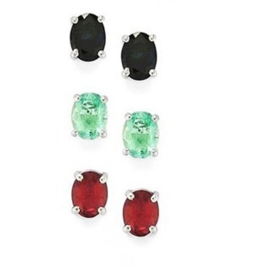 Conjunto de Prata com Banho de Ouro com Safira Azul e Rubi de Madagáscar