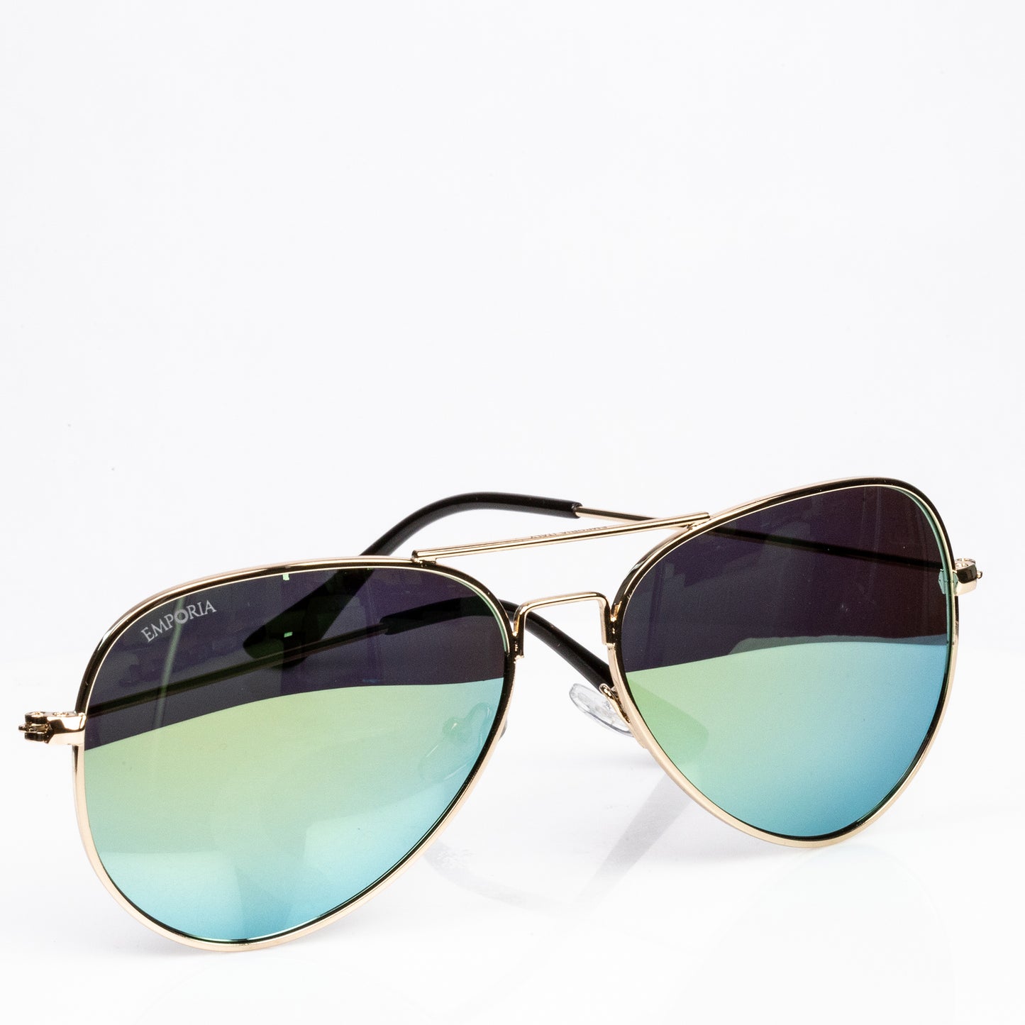 Emporia Itália - Série Aviator "JUNGLE", óculos de sol com filtro UV polarizados com estojo rígido e pano de limpeza, lentes amarelo-esverdeadas, armação dourada