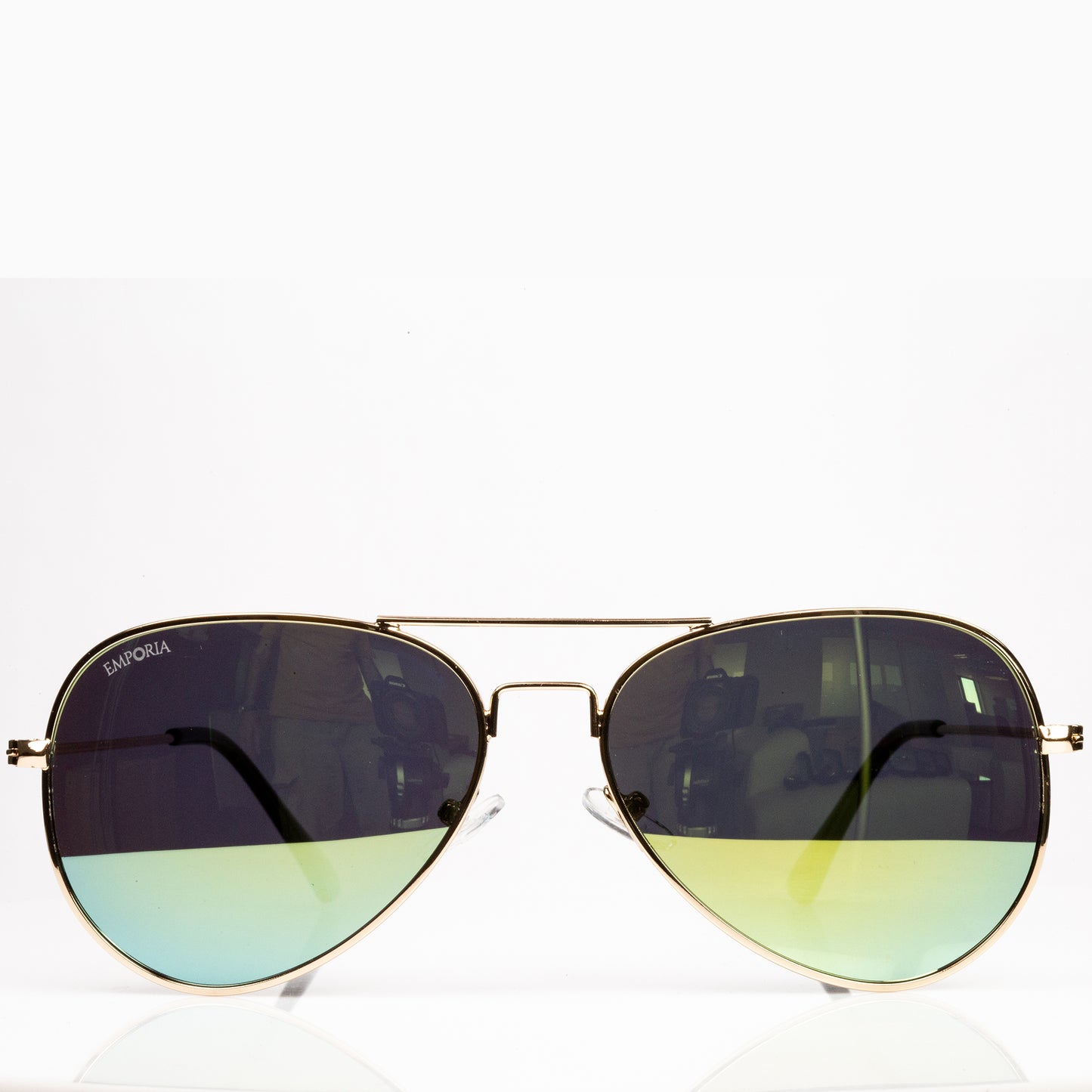 Emporia Itália - Série Aviator "JUNGLE", óculos de sol com filtro UV polarizados com estojo rígido e pano de limpeza, lentes amarelo-esverdeadas, armação dourada