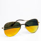 Emporia Itália - Óculos de sol Aviator "SUNBURST", óculos de sol com filtro UV polarizados com estojo rígido e pano de limpeza, lentes de proteção solar de cor laranja, moldura de cor dourada