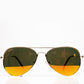 Emporia Itália - Óculos de sol Aviator "SUNBURST", óculos de sol com filtro UV polarizados com estojo rígido e pano de limpeza, lentes de proteção solar de cor laranja, moldura de cor dourada