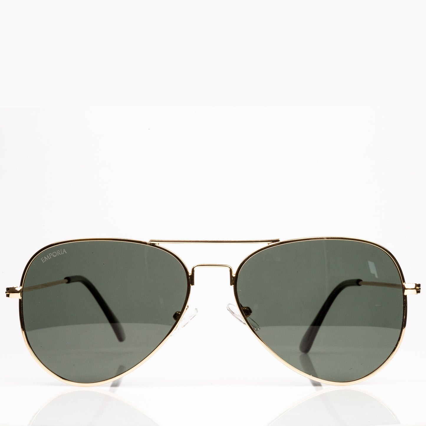Emporia Itália - Óculos de sol Aviator "ORIGINAL", óculos de sol com filtro UV polarizados com estojo rígido e pano de limpeza, lente clássica verde escuro, armação dourada