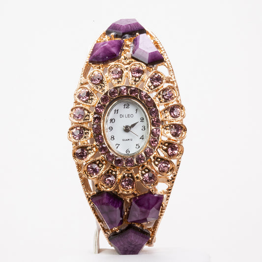 Relógio de Liga de Ouro com Cristal Emporia® Roxo