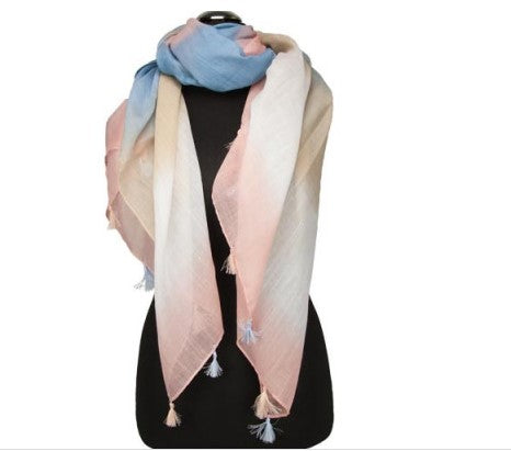 Lenço de Moda 100% Viscose, Tamanho: 180 cm x 90 cm, Lavar à máquina a 30 graus, Cor: ROSA DO DESERTO (branco, rosa, areia)