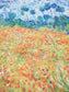 Xaile de algodão, 70 cm x 180 cm, com padrão de Monet - Campo de Papoilas