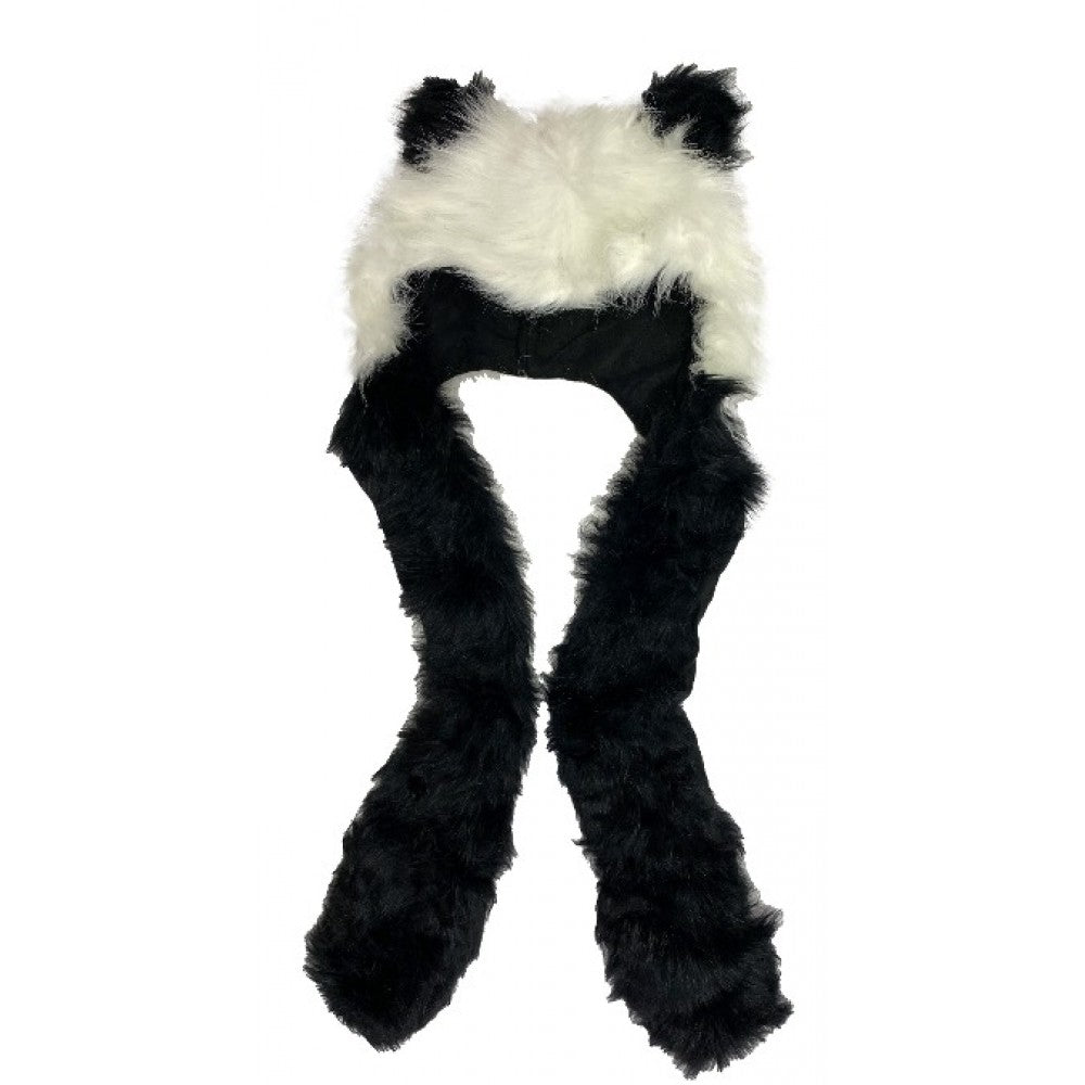 Long Panda Ears Animal Hat With Pockets, white, 100% polyester, 29 x 20cm