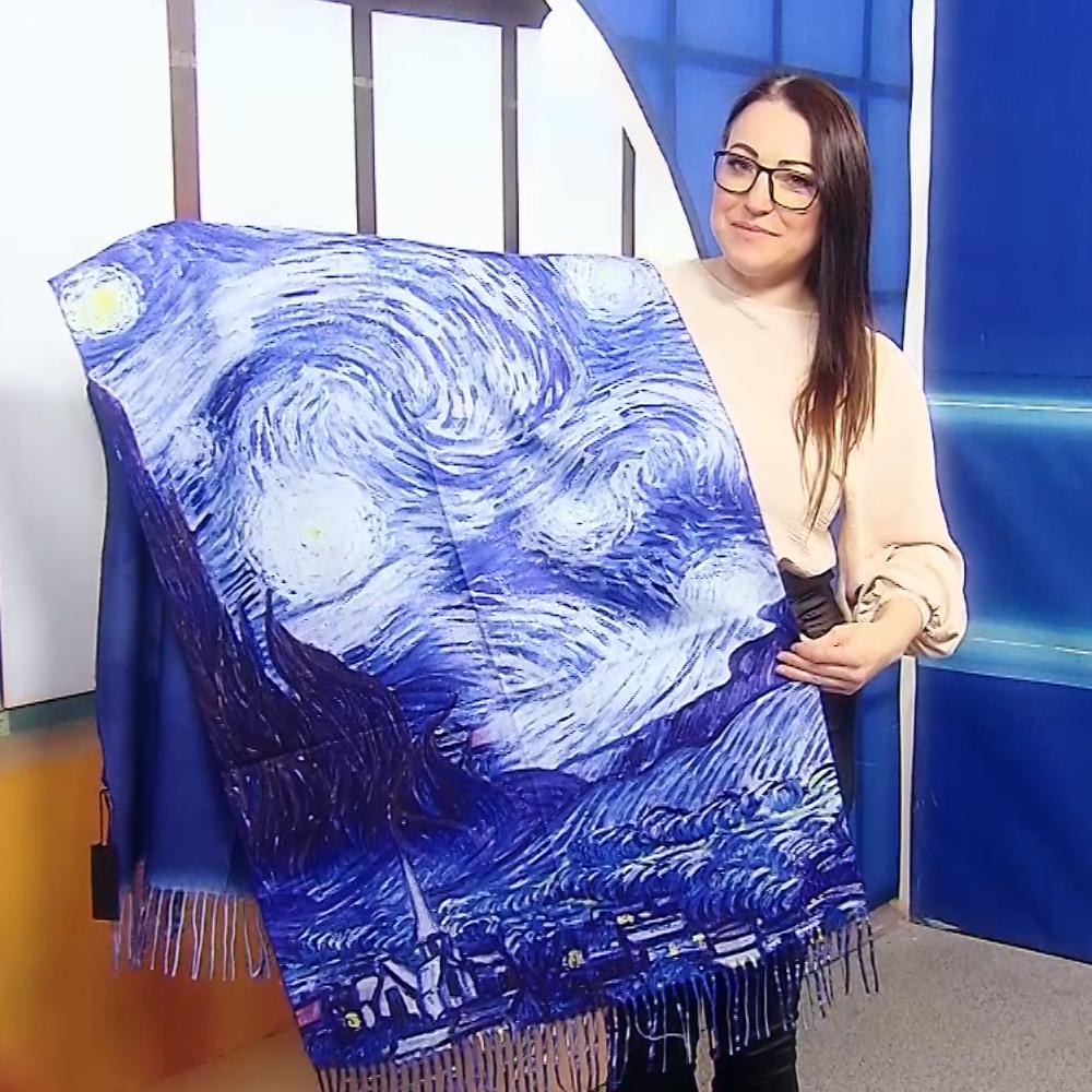 Xaile de Lã, 70 cm x 180 cm, Van Gogh - Starry Night