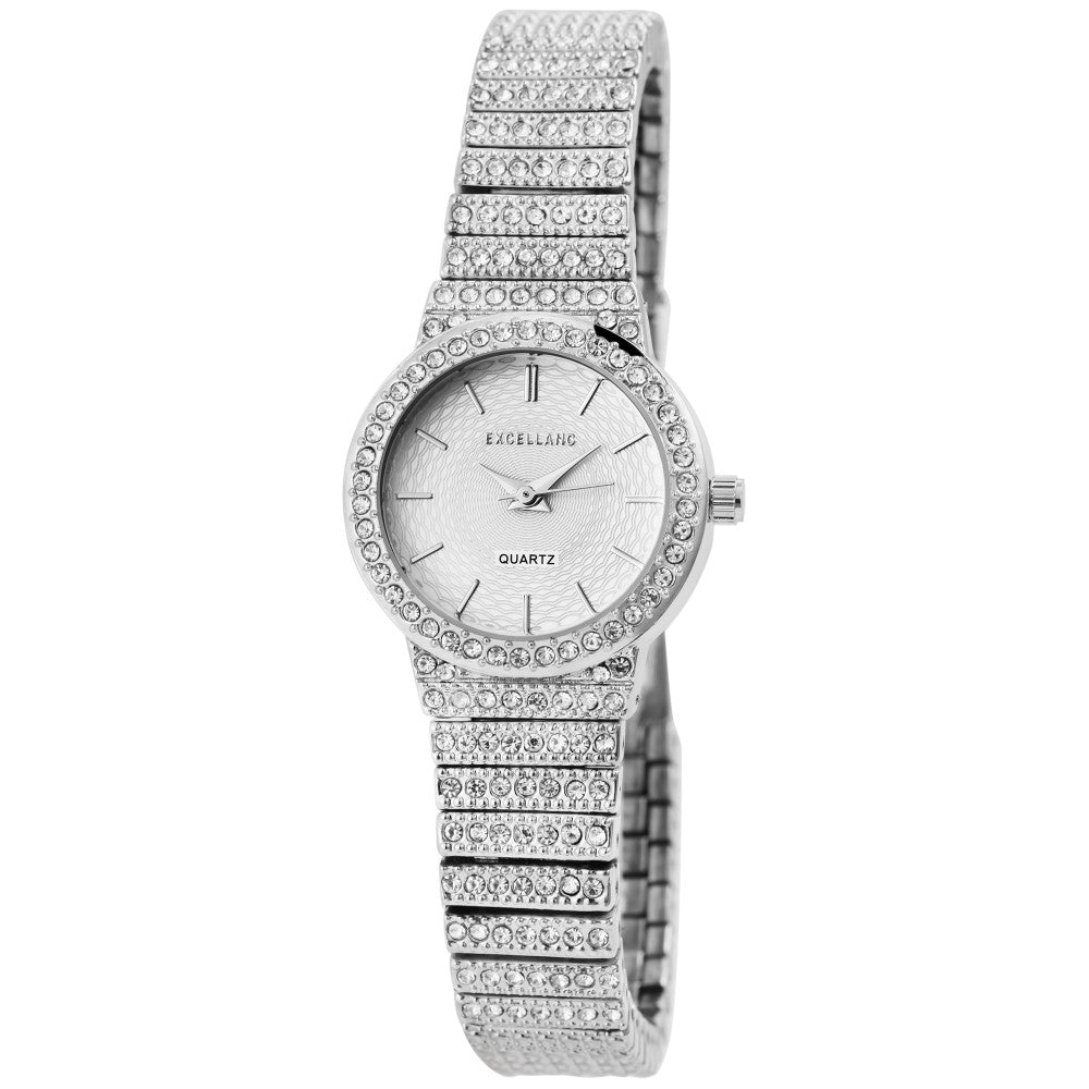 Relógio Femenino Excellanc com bracelete metálica EX0339, cor prata, Japão PC21 movimento de quartzo, cor prata do mostrador