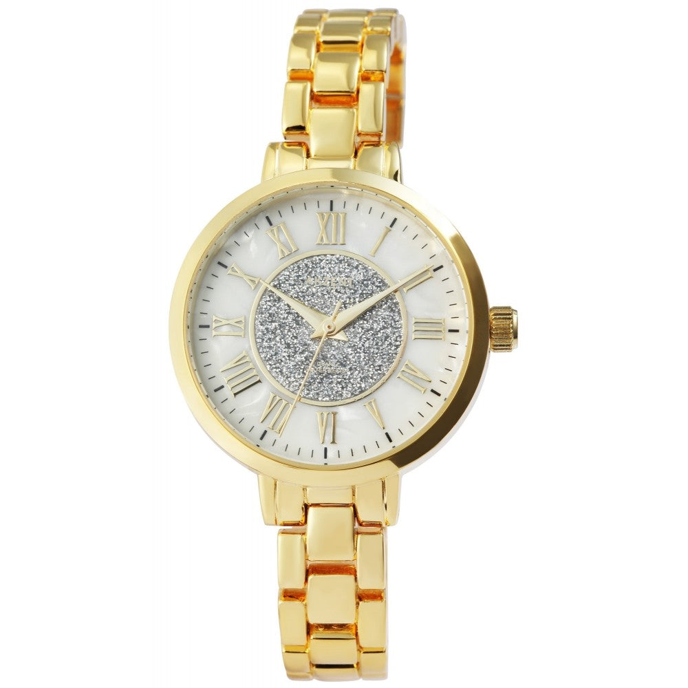 Relógio feminino Akzent Exclusive com bracelete metálica AK2226, cor prata,  movimento de quartzo Japão Y121, branco, cor prata do mostrador