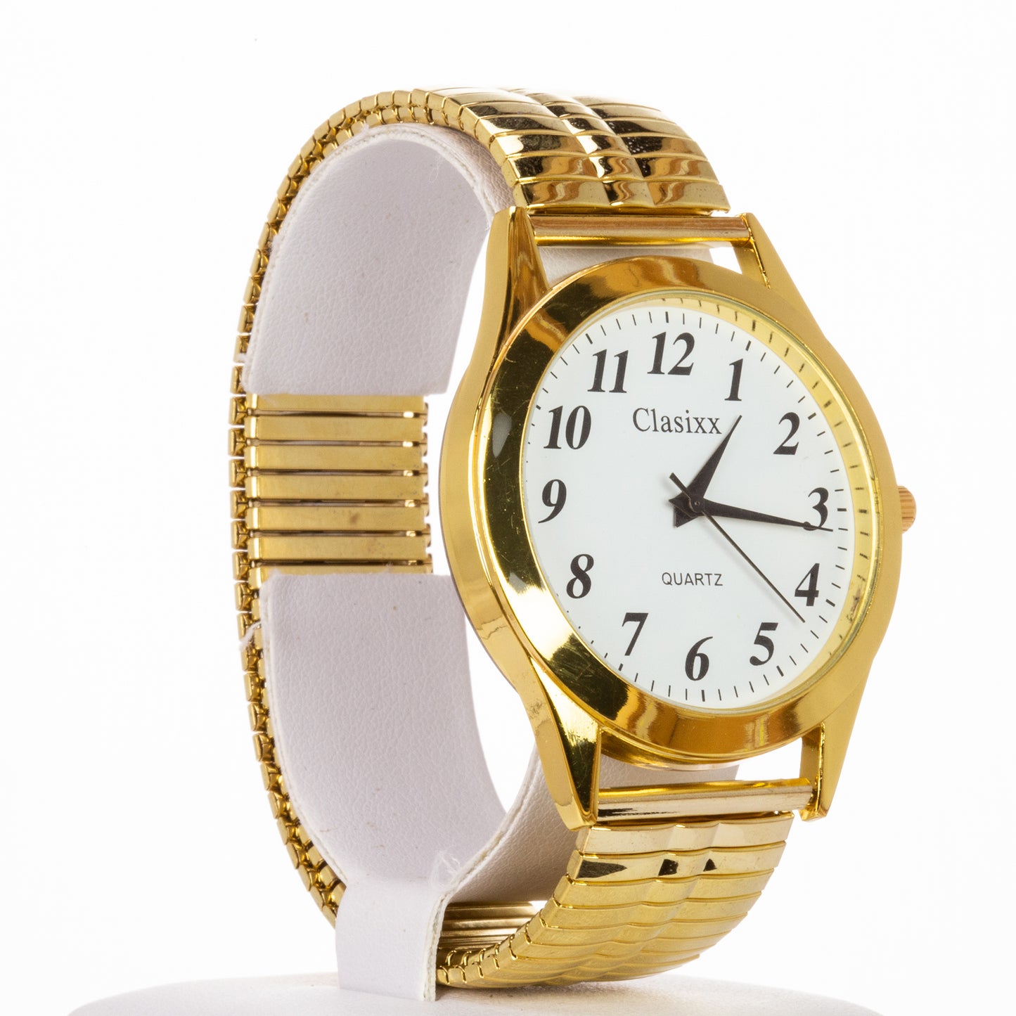 Relógio de homem clássico com pulseira de aço inoxidável e movimento de alta qualidade, com banho de cor de ouro