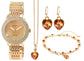 Conjunto de relógios de oferta da Excellanc para Mulheres com Pulseira e Colar com Cristais Emporia de cor dourada, tom de ouro