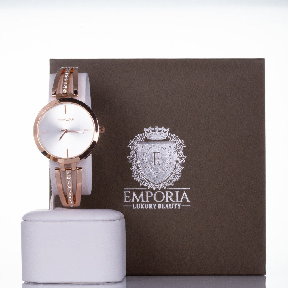 ROSE GOLD, woman alloy SKYLINE watch with quartz crystals with Gift box