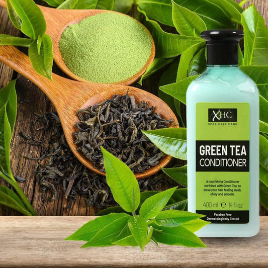 XHC Condicionador de cabelo com extracto de chá verde contra a queda de cabelo e caspa, 400 ml