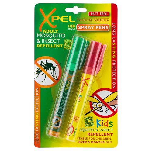 2 Repelentes de Mosquitos e Insectos de Ultra-Longa Duração. Pulverizador de Caneta Adulto + Kit Infantil - 2 x 100 Golpes