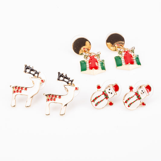 Conjunto de Liga de Ouro com Cristal Emporia® Vermelho e Cristal Emporia® Branco ( Brincos )