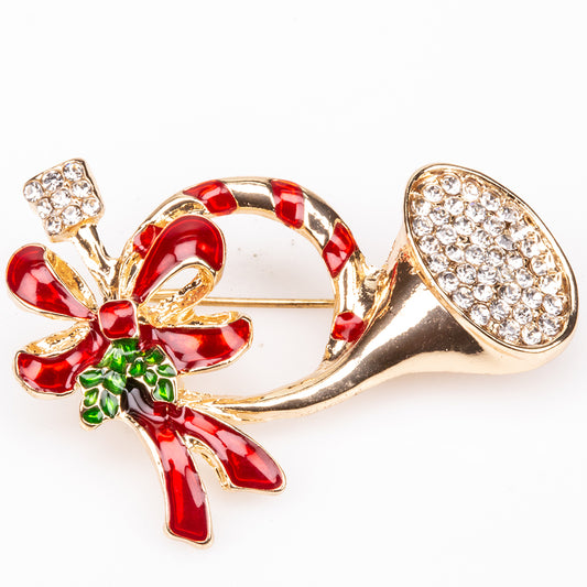 Alfinete de Liga de Ouro com Cristal Emporia® Vermelho e Cristal Emporia® Branco
