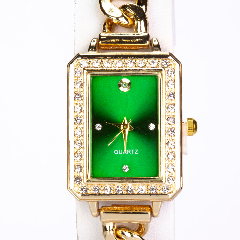 Relógio de Liga de Ouro com Esmeralda