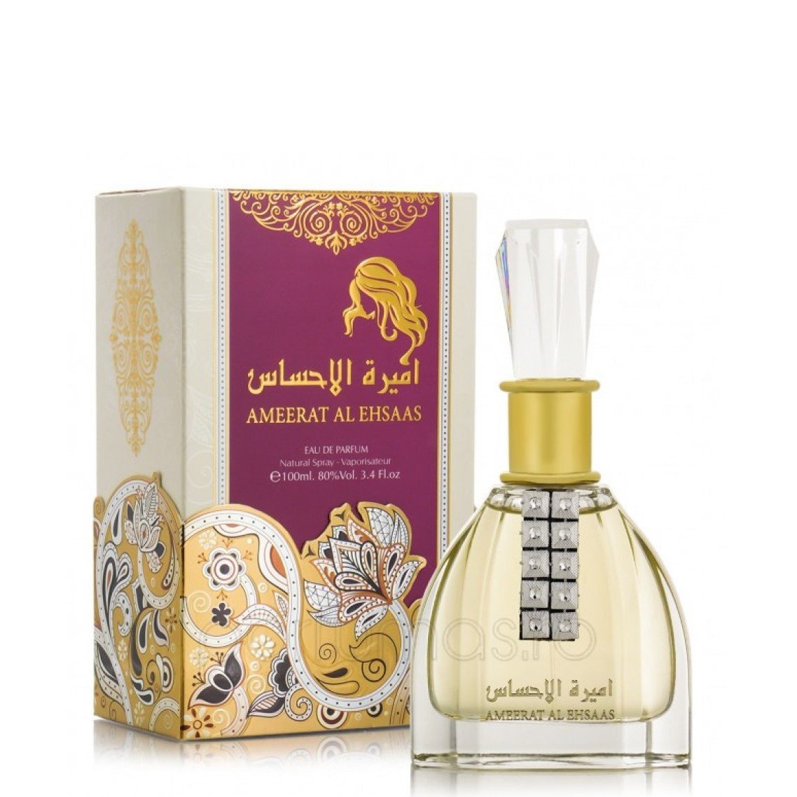 100 ml Eau de Perfume Ameerat Al Ehsaas Baunilha Frutado Fragrânica para Mulher