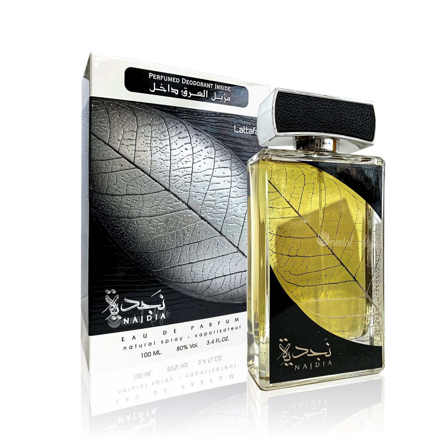 100 ml Eau de Perfume Najdia Silver Fragrância Sândalo Tabaco Picante para Homem