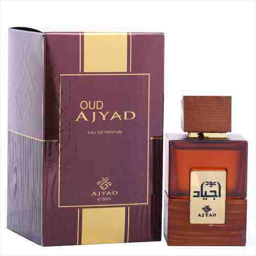 100 ml Eau de Perfume Oud Ajyad Fragrância Amadeirada Almiscarada com notas de couro para Homem