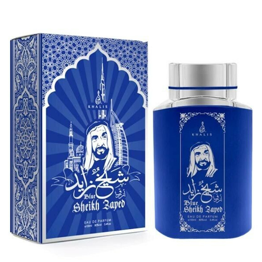 100 ml de Eau de Perfume SHEIKH ZAYED BLUE Fragrância de Oud Almiscarada para Homem