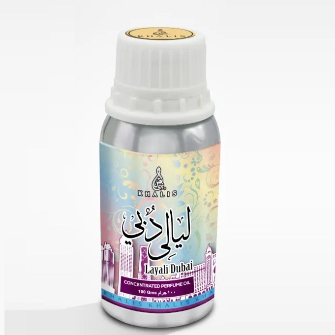 100 ml de Eau de Perfume Oil LAYALI DUBAI Fragrância Ambarada com Baunilha para Mulheres