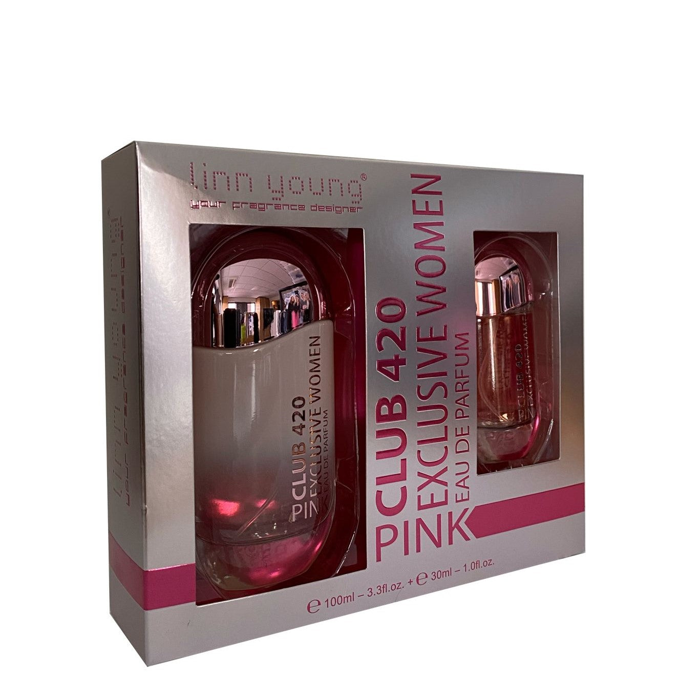 100 + 30 ml ml de Eau de Perfume "CLUB 420 PINK" Fragrância Floral para Mulheres