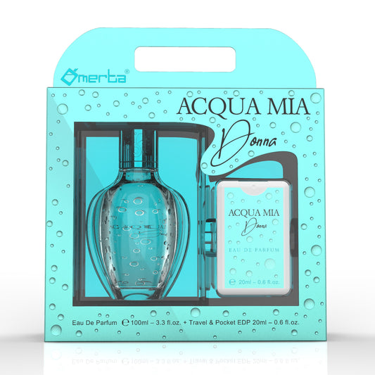 100 ml + 20 ml de Eau de Perfume "ACQUA MIA DONNA"  Floral - Fragrância Frutal para Mulheres