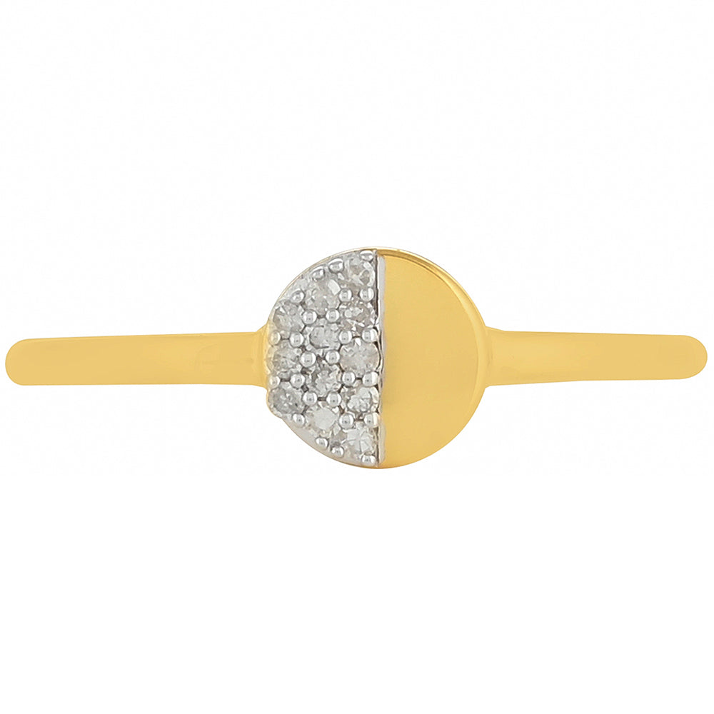 Anel de Prata com Banho de Ouro com Diamante Branco 1 