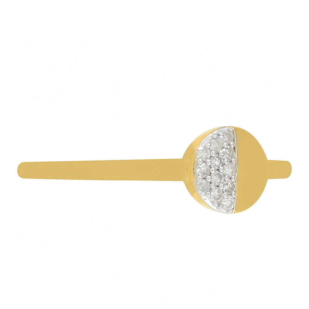 Anel de Prata com Banho de Ouro com Diamante Branco