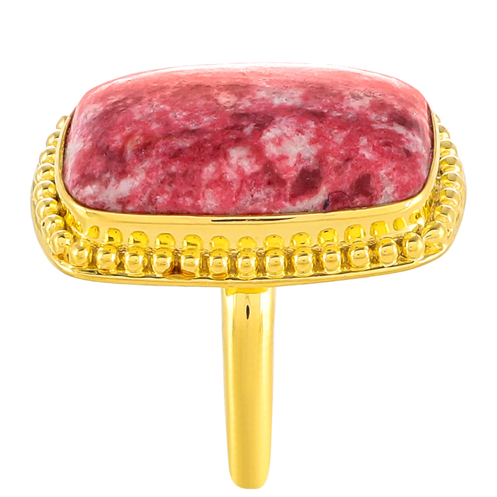 Anel de Prata com Banho de Ouro com Thulite  Contraste: Cabeca de Veado (800) 3 